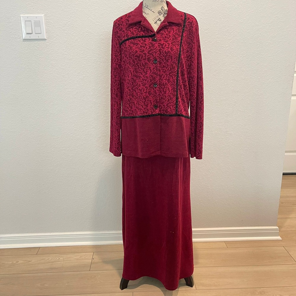 Chris McLaughlin Women's Red Floral‎ 2 Piece Dress Suit Set 12 Career formal